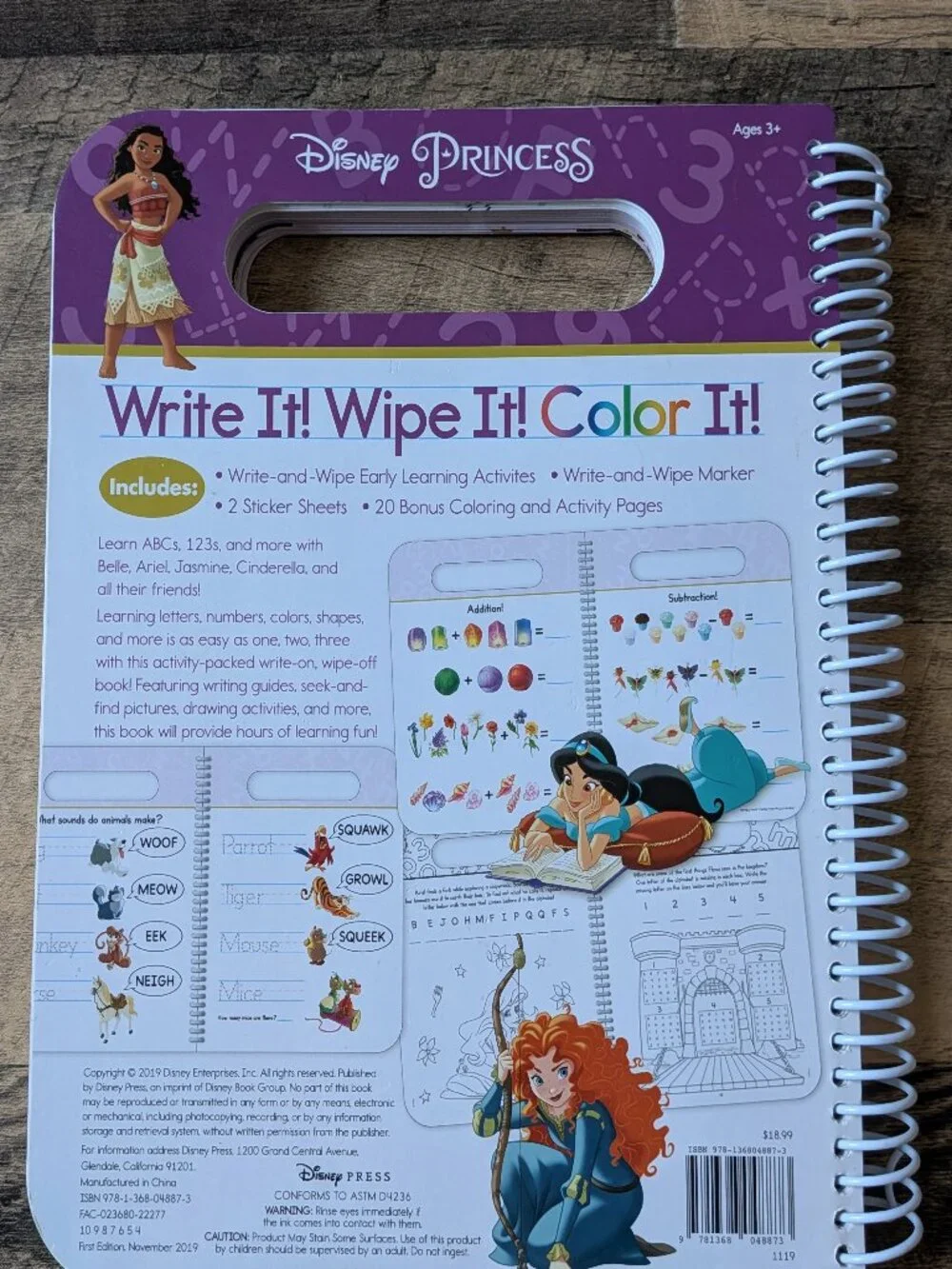 Disney Princess Spiral Activity Book Writing Coloring Stickers